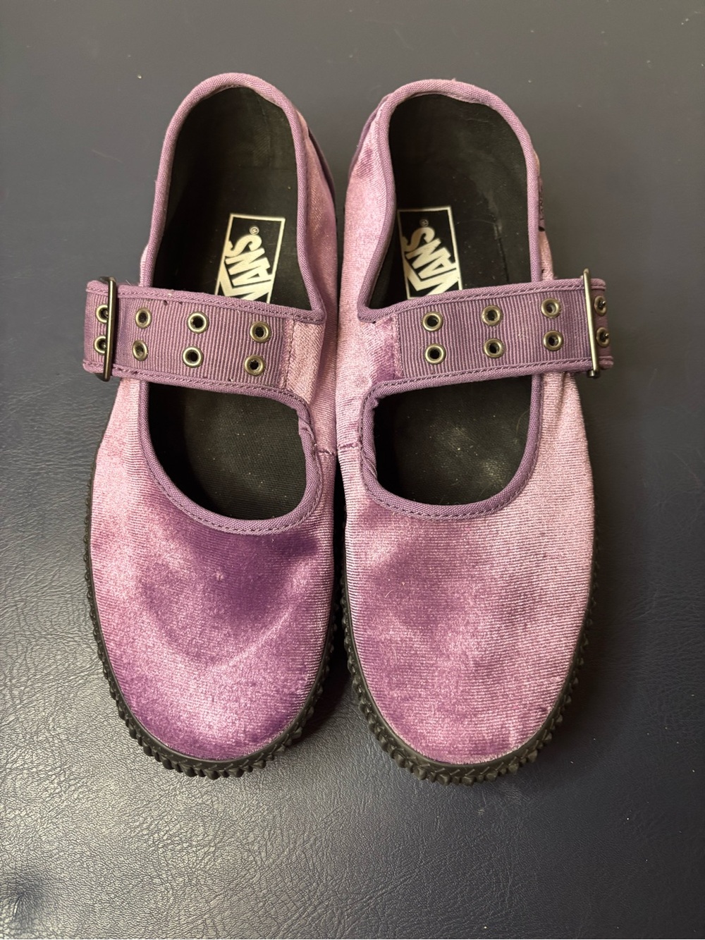 Vans women’s grape jam creeper Mary Jane buckle shoes sz 8.5 velvet